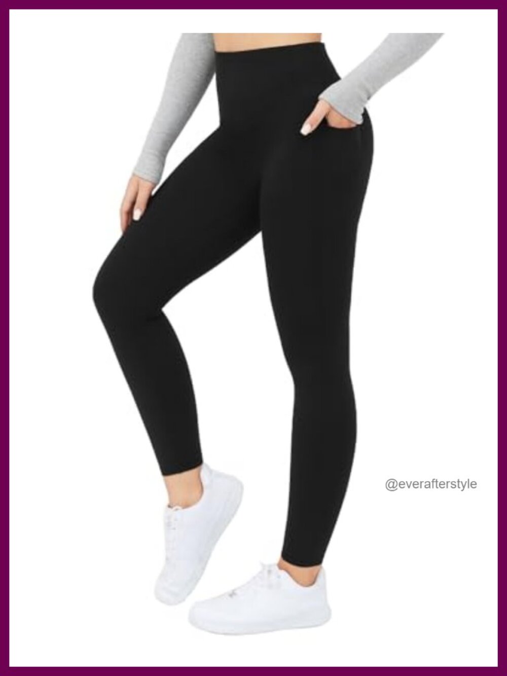 Thermal Leggings Women High Waisted Tummy Control Tights with Pockets